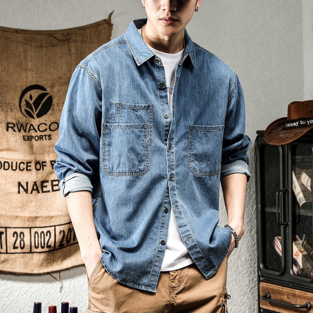 Winter Clothing Equipment - Spring Ruffian Handsome Denim Tooling Long-sleeved