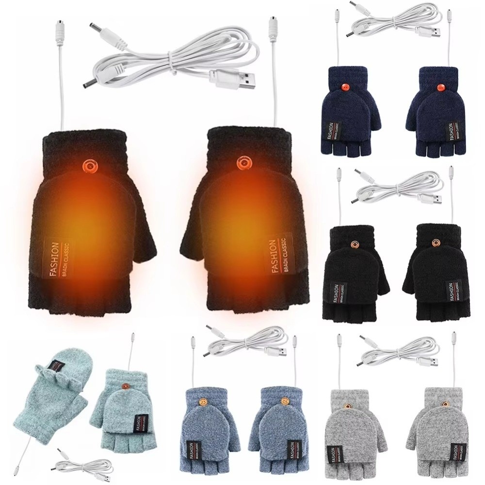Heated Gloves Electric - Unisex USB Electric Heating Gloves Flip