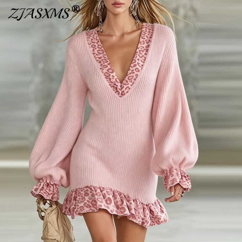 Leopard Splice Knit Mini Dress - огляд і ціна Winter Clothing H&M