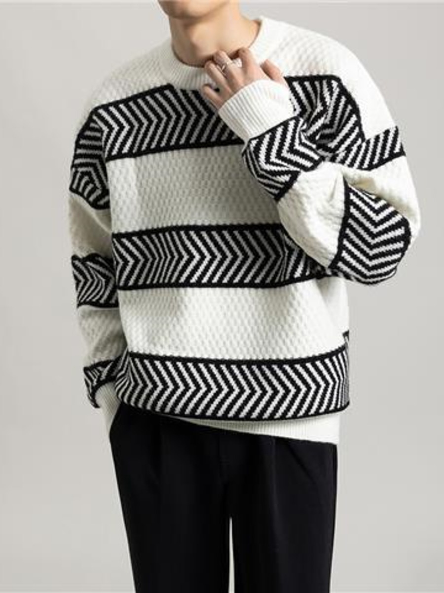 Casual Loose Stripes Pullover  - огляд і ціна Winter Clothing Colors