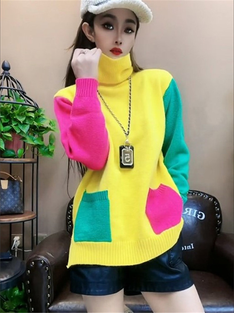 Casual Colors Patchwork Knitte - огляд і ціна Winter Clothing Colors