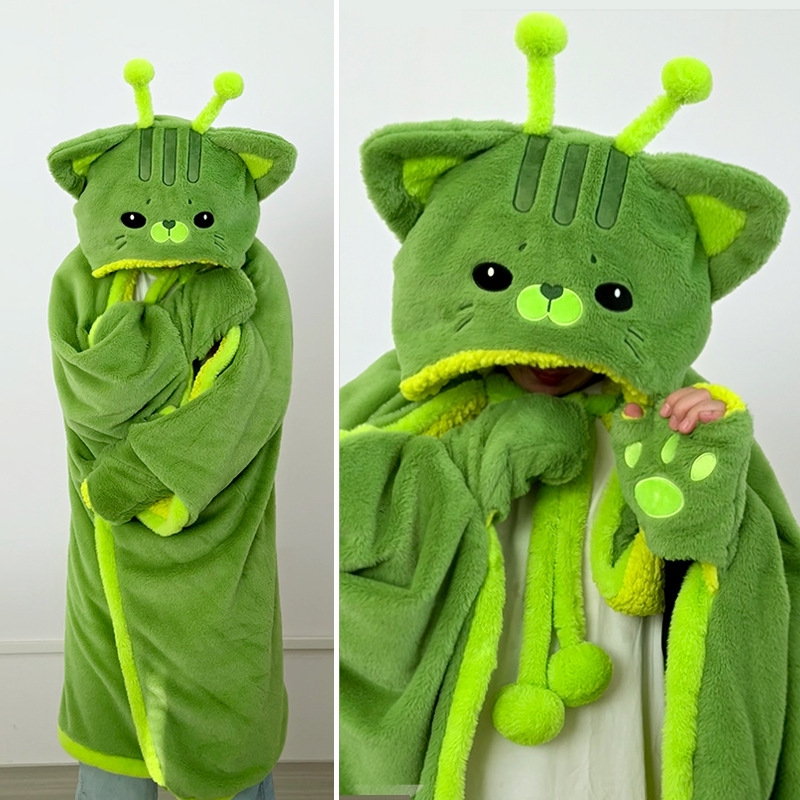 Cartoon Cute Alien Cat Hooded  - огляд і ціна Winter Clothing Girls