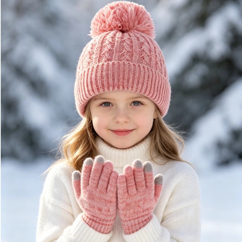 2Pcs/Set Fashion Winter Childr - огляд і ціна Knit Glove Touch Screen